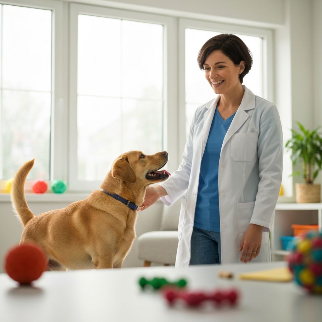 Happy dog at the vet